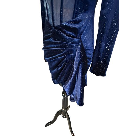 Lavish Alice Velvet Corset Glitter Wrap Mini Dress Midnight Blue US 6 NEW - Picture 3 of 8